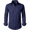 JEMITOP Men’s Stretch Soft Slim Fit Dress Shirts Long Sleeve Formal Wedding Business Casual Button Down Shirt(Navy Blue)
