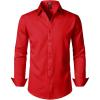 JEMITOP Men’s Stretch Soft Slim Fit Dress Shirts Long Sleeve Formal Wedding Business Casual Button Down Shirt(Red)