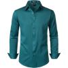 JEMITOP Men’s Stretch Soft Slim Fit Dress Shirts Long Sleeve Formal Wedding Business Casual Button Down Shirt(Teal)