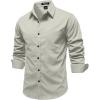 JEMITOP Mens Stretch Vintage Aged Style Shirts Casual Soft Long Sleeve Button Down Shirt with Pocket(Light Green)