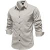 JEMITOP Mens Stretch Vintage Aged Style Shirts Casual Soft Long Sleeve Button Down Shirt with Pocket(Tan)