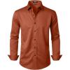 JEMITOP Men’s Stretch Wrinkle Free Dress Shirt Formal Prom Wedding Long Sleeve Button Down Shirts(Burnt Orange)