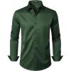 JEMITOP Men’s Stretch Wrinkle Free Dress Shirt Formal Prom Wedding Long Sleeve Button Down Shirts(Dark Green)