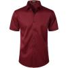 JEMITOP Men’s Stretch Wrinkle Free Dress Shirts Formal Wedding Prom Short Sleeve Slim Fit Button Down Shirt(Burgundy)