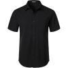 JEMITOP Men’s Stretch Wrinkle Free Short Sleeve Texture Shirt Lightweight Summer Button Down Shirts for Beach Vacation(Black)