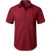 JEMITOP Men’s Stretch Wrinkle Free Short Sleeve Texture Shirt Lightweight Summer Button Down Shirts for Beach Vacation(Burgundy)
