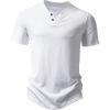 JEMITOP Men’s Stretchy Short Sleeve Henley T-Shirt Casual Cotton 2 Buttons Notch Neck Tee Shirts(White)