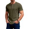 JEMITOP Men’s Stretchy Short Sleeve Slim Fit Henley T-Shirt Casual Cotton 4 Buttons Tee Shirts(Army Green)