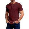 JEMITOP Men’s Stretchy Short Sleeve Slim Fit Henley T-Shirt Casual Cotton 4 Buttons Tee Shirts(Burgundy)