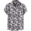 JEMITOP Men’s Stylish Casual Printed Short Sleeve Button Down Shirts Summer Vacation Beach Tropical Hawaiian Shirt(Black Floral)