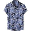 JEMITOP Men’s Stylish Casual Printed Short Sleeve Button Down Shirts Summer Vacation Beach Tropical Hawaiian Shirt(Blue Floral)