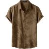 JEMITOP Men’s Stylish Casual Printed Short Sleeve Button Down Shirts Summer Vacation Beach Tropical Hawaiian Shirt(Brown Floral)
