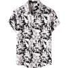 JEMITOP Men’s Stylish Casual Printed Short Sleeve Button Down Shirts Summer Vacation Beach Tropical Hawaiian Shirt(White Floral)