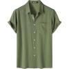 JEMITOP Men’s Summer Cooling Shirts Lightweight Breathable Short Sleeve Button up Shirts for Beach Vacation with Pocket(Army Green)