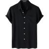 JEMITOP Men’s Summer Cooling Shirts Lightweight Breathable Short Sleeve Button up Shirts for Beach Vacation with Pocket(Black)