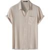 JEMITOP Men’s Summer Cooling Shirts Lightweight Breathable Short Sleeve Button up Shirts for Beach Vacation with Pocket(Khaki)