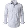 JEMITOP Men’s Transitional Weather Slim Fit Long Sleeve Button Down Shirt Business Casual Dress Shirts with Pocket(Vintage White Gingham)