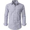 JEMITOP Men’s Transitional Weather Slim Fit Long Sleeve Button Down Shirt Business Casual Dress Shirts with Pocket(White Navy)