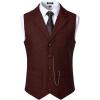 JEMITOP Men’s Vintage Slim Fit Suit Vest Formal Prom Party Herringbone Pattern Waistcoat with Chain Detail(Burgundy)