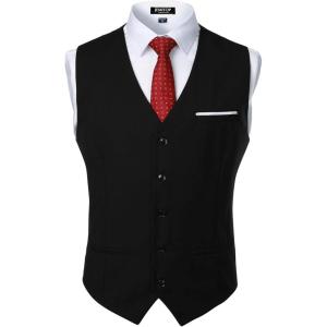 JEMITOP Men’s Classic Slim Fit Dress Vest Formal Wedding Prom Tuxedo Suit Vest with Pocket(Black White)