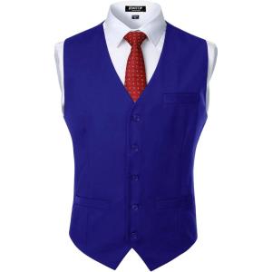 JEMITOP Men’s Classic Slim Fit Dress Vest Formal Wedding Prom Tuxedo Suit Vest with Pocket(Royal Blue)