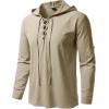 JEMITOP Men’s Pure Cotton Retro Style Lace Up Hooded Shirts for Renaissance Pirate Viking Medieval Costume