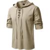 JEMITOP Men’s Pure Cotton Retro Style Lace Up Hooded Shirts for Renaissance Pirate Viking Medieval Costume