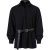 JEMITOP Men’s Cotton Lace Up Retro Design Shirts for Renaissance Pirate Viking Medieval Costume Without Belt(Black)