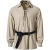 JEMITOP Men’s Cotton Lace Up Retro Design Shirts for Renaissance Pirate Viking Medieval Costume Without Belt(Khaki)
