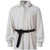 JEMITOP Men’s Cotton Lace Up Retro Design Shirts for Renaissance Pirate Viking Medieval Costume Without Belt(White)