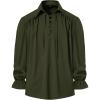 JEMITOP Mens Pirate Vampire Ruffle Shirt Elastic Cuff Poet Victorian Steampunk Renaissance Medieval Cosplay Costume(Army Green-b)