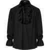 JEMITOP Mens Pirate Vampire Ruffle Shirt Elastic Cuff Poet Victorian Steampunk Renaissance Medieval Cosplay Costume(Black)