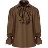 JEMITOP Mens Pirate Vampire Ruffle Shirt Elastic Cuff Poet Victorian Steampunk Renaissance Medieval Cosplay Costume(Brown)
