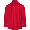 JEMITOP Mens Pirate Vampire Ruffle Shirt Elastic Cuff Poet Victorian Steampunk Renaissance Medieval Cosplay Costume(Classic Red)