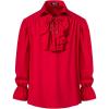 JEMITOP Mens Pirate Vampire Ruffle Shirt Elastic Cuff Poet Victorian Steampunk Renaissance Medieval Cosplay Costume(Red)