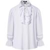 JEMITOP Mens Pirate Vampire Ruffle Shirt Elastic Cuff Poet Victorian Steampunk Renaissance Medieval Cosplay Costume(White)
