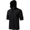 JEMITOP Men’s Pure Cotton Retro Style Lace Up Hooded Shirts for Renaissance Pirate Viking Medieval Costume(Black)