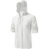 JEMITOP Men’s Pure Cotton Retro Style Lace Up Hooded Shirts for Renaissance Pirate Viking Medieval Costume(Ivory White)