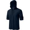 JEMITOP Men’s Pure Cotton Retro Style Lace Up Hooded Shirts for Renaissance Pirate Viking Medieval Costume(Navy Blue)