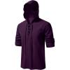 JEMITOP Men’s Pure Cotton Retro Style Lace Up Hooded Shirts for Renaissance Pirate Viking Medieval Costume(Purple)