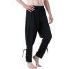 JEMITOP Men’s Pure Cotton Vintage Ankle Banded Pants for Renaissance Pirate Viking Medieval Costume(Black)