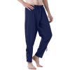 JEMITOP Men’s Pure Cotton Vintage Ankle Banded Pants for Renaissance Pirate Viking Medieval Costume(Dark Blue)