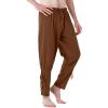 JEMITOP Men’s Pure Cotton Vintage Ankle Banded Pants for Renaissance Pirate Viking Medieval Costume(Dark Brown)