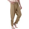 JEMITOP Men’s Pure Cotton Vintage Ankle Banded Pants for Renaissance Pirate Viking Medieval Costume(Dark Khaki)
