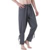 JEMITOP Men’s Pure Cotton Vintage Ankle Banded Pants for Renaissance Pirate Viking Medieval Costume(Grey)