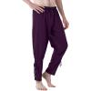 JEMITOP Men’s Pure Cotton Vintage Ankle Banded Pants for Renaissance Pirate Viking Medieval Costume(Purple)