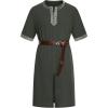 JEMITOP Men’s Retro Style Cotton Short Sleeves Tunic Shirts for Viking Medieval Renaissance Costume Without Belt(Army Green)
