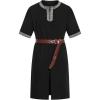 JEMITOP Men’s Retro Style Cotton Short Sleeves Tunic Shirts for Viking Medieval Renaissance Costume Without Belt(Black)
