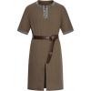 JEMITOP Men’s Retro Style Cotton Short Sleeves Tunic Shirts for Viking Medieval Renaissance Costume Without Belt(Coffee)