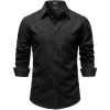 JEMITOP Mens Stretch Vintage Slim Fit Button Down Shirts Business Casual Long Sleeve Dress Shirt(Black)